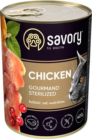 Влажный корм Savory для стерилизованных котов с курицей 400 г