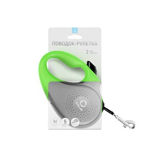 Поводок-рулетка&nbsp;CoLLaR для собак, размер M, 25 кг, 5 м, лента, салатовый
