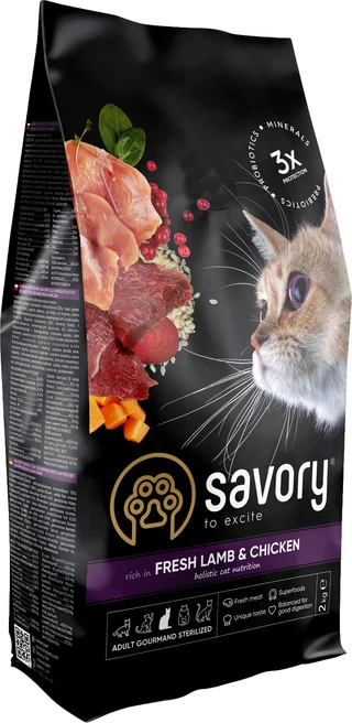 Сухий корм для кастрованих котів Savory зі свіжим м'ясом ягняти та курки 2 кг