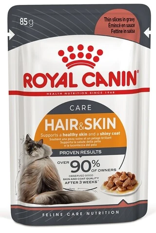 ПАК.Влажный корм для взрослых кошек Royal Canin HAIR&amp;amp;SKIN IN GRAVY (Соус) поддержание здоровья кожи и шерсти12шт по 85 г