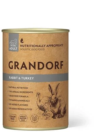 Влажный корм для взрослых собак Grandorf Dog - Rabbit &amp;amp; Turkey - Adult, с кроликом и индейкой, 400 г (5407007852147)