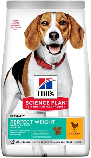 Сухой корм для поддержания веса собак средних пород Hill’s Science Plan Adult Perfect Weight Medium Breed с курицей 2 кг