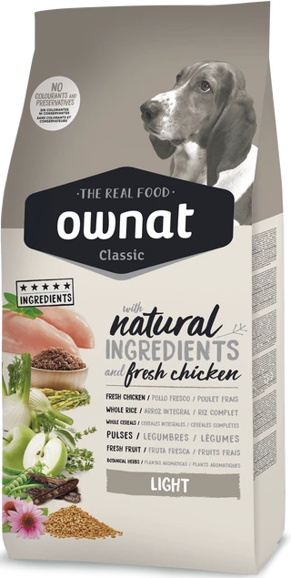 Сухий корм для дорослих собак, схильних до набору ваги Ownat Classic Light (Dog) 4 кг