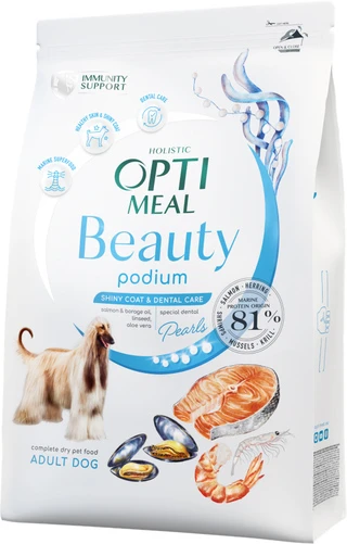 Беззерновий повнораціонний сухий корм для дорослих собак Optimeal Beauty Podium на основі морепродуктів 4 кг