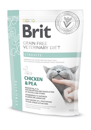 Лікувальний корм Brit Veterinary Diet для котів при лікуванні та профілактиці сечокам'яної хвороби з куркою та горохом 400 г