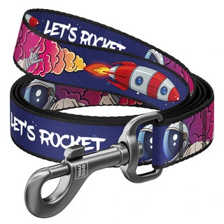 Повідок для собак нейлоновий WAUDOG Nylon малюнок "Космос. Ракета", M, Ш 20 мм, Дл 122 см