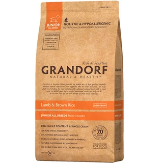 Сухой корм для юниоров собак средних и крупных пород Grandorf LAMB &amp;amp; TURKEY JUNIOR ягненок с индейкой, 10 кг