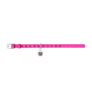 Нашийник для собак шкіряний WAUDOG Glamour з QR паспортом, з клейовими стразами "Квітка", Ш 15 мм, Дл 27-36 см, рожевий