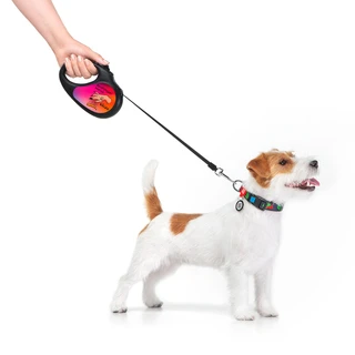Поводок-рулетка для собак WAUDOG R-leash, малий, до 15 кг, 5 м, светоотражаюча стрічка чорний