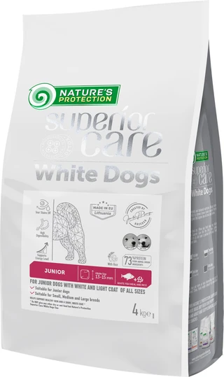 Сухой корм Nature's Protection с белой рыбой для растущих собак всех размеров с белой шерстью 4 кг