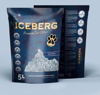 Гігієнічний наповнювач Iceberg на основі силікагелю для котячих туалетів без аромату, 5л (4820266800062)