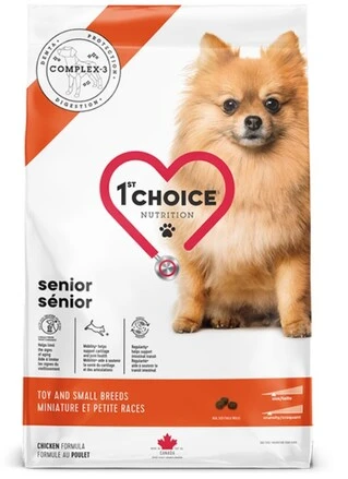 Сухой суперпремиум корм для пожилых или малоактивных собак мини и малых пород 1st Choice Senior Toy and Small Chicken курица 5 кг