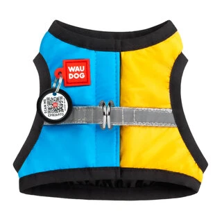 Шлея для собак мягкая WAUDOG Clothes c QR паспортом, "Colors of freedom", XS2, В 28-31 см, С 20-22 см