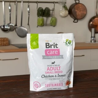 Сухий корм для дорослих собак малих порід Brit Care Dog Sustainable Adult Small Breed до 10 кг. курка з комахами 1кг.