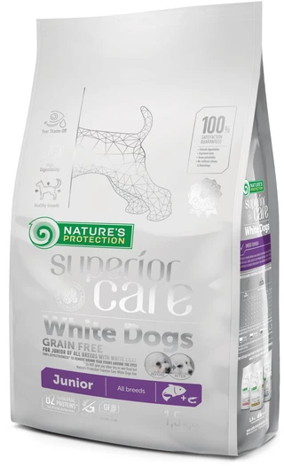 Сухой беззерновой корм для юниоров Nature's Protection Superior Care White Dogs Grain Free Junior All Breeds 1.5 кг