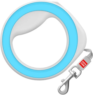 Поводок-рулетка для собак Collar WAUDOG R-leash, круглая, XS-M, до 40 кг, 2,9 м, светоотражающая лента, голубая