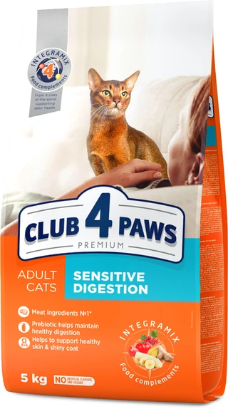 Сухий корм для дорослих котів Club 4 Paws (Клуб 4 Лапи) Преміум. Чутливе травлення 5 кг