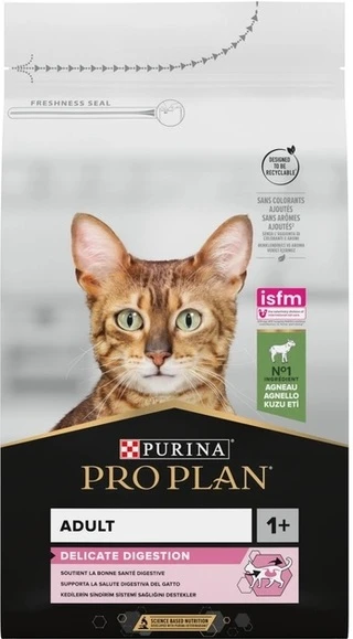 Сухой корм PRO PLAN Adult 1+ Delicate Digestion для взрослых кошек с чувствительным пищеварением и требовательных к еде с ягненком 1.5 кг