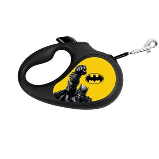 Поводок-рулетка для собак WAUDOG R-leash, малюнок &quot;Бетмен Жовтий&quot;, L, до 50 кг, 5 м, світловідбиваюча стрічка, чорний