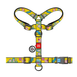 Анатомічний H-подібний нашийник для собак WAUDOG Nylon з QR паспортом, малюнок "Рік і Морті 1", пластиковий фастекс, S, Ш 15 мм, А 30-40 см, B 30-50 см