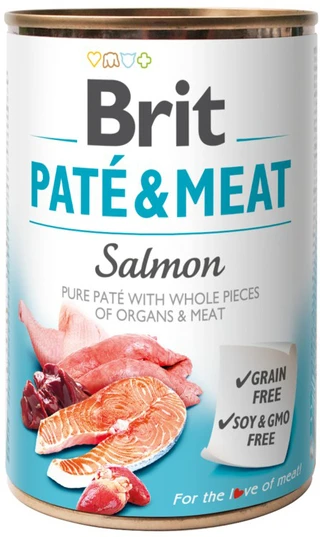 ПАК. Влажный корм для собак Brit Paté &amp;amp; Meat с лососем и курицей, 6 шт по 400 г