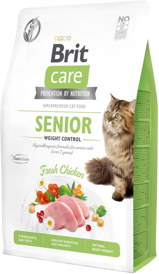 Сухий корм для літніх котів з надмірною вагою Brit Care Cat GF Senior Weight Control з куркою 2 кг