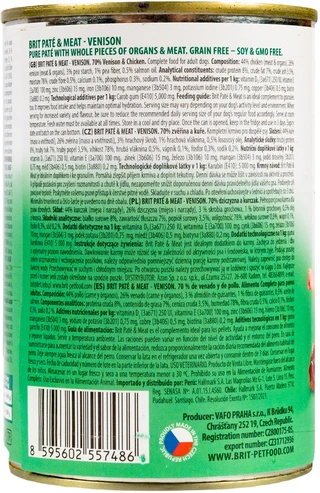 ПАК. Влажный корм для собак Brit Pat&eacute; &amp;amp; Meat с олениной и курицей, 6 шт по 400 г