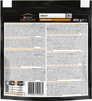 Сухий корм для дорослих котів Purina Pro Plan Adult 1+ Derma Care для підтримання здоров'я шкіри та краси шерсті з лососем 400 г