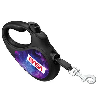 Поводок-рулетка для собак WAUDOG R-leash, малюнок "NASA21", L, до 50 кг, 5 м, світловідбиваюча стрічка, чорний