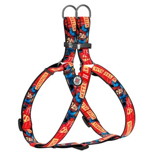 Анатомічна шлея для собак WAUDOG Nylon з QR паспортом, малюнок "Супергерой", металевий фастекс, Ш 15 мм, Дл 40-55 см