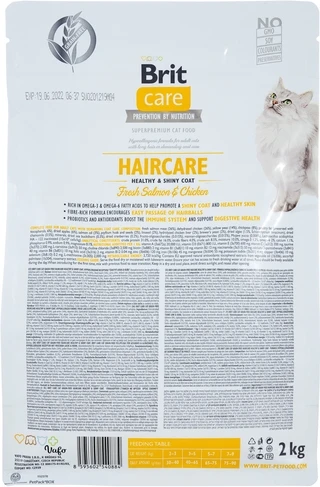 Сухой корм для кошек требующих ухода за кожей и шерстью Brit Care Cat с лососем и курицей 2 кг