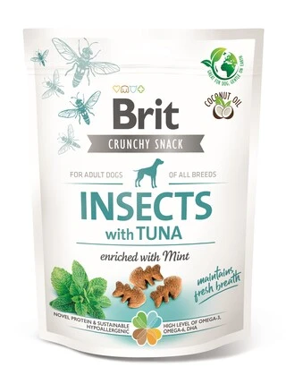 Ласощі для собак Brit Care Dog Crunchy Cracker Insects with Tuna для свіжості дихання комахи, тунець, м'ята 200 г