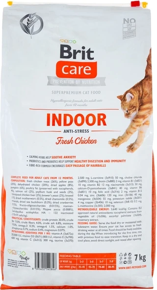 Сухий корм для котів, що живуть в приміщенні Brit Care Cat GF Indoor Anti-stress з куркою 7 кг