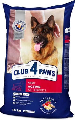 Сухий корм для дорослих активних собак Club 4 Paws (Клуб 4 Лапи) Преміум Актив 14 кг