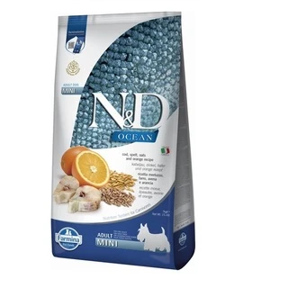 Фармина сухой корм для собак N&amp;amp;D LOW GRAIN OCEAN ADULT MINI чувствительное пищеварение, с треской и апельсином 7 кг
