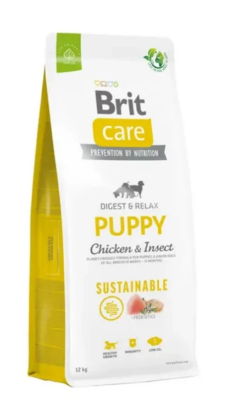 Сухой корм для щенков всех пород Brit Care Dog Sustainable Puppy с курицей и насекомыми 12 кг