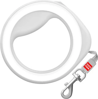 Поводок-рулетка для собак Collar WAUDOG R-leash, кругла, XS-M, до 40 кг, 2,9 м, світловідбиваюча стрічка, біла