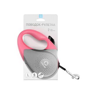 Поводок-рулетка&nbsp;CoLLaR для собак, размер L, 50 кг, 5 м, лента., розовый