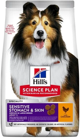 Сухой корм для собак средних пород Hill’s Science Plan Adult Sensitive Stomach&amp;amp;Skin Medium Breed с курицей 2.5 кг