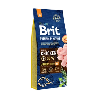 Сухой корм Brit Premium Junior M для щенков и молодых собак средних пород со вкусом курицы 15 кг