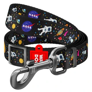 Поводок для собак нейлоновий WAUDOG Nylon, малюнок &quot;NASA&quot;, регульований, Ш 20 мм, Дл 152-183 см