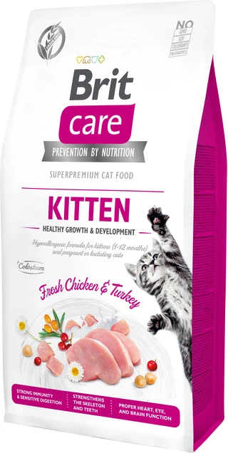 Сухой беззерновой корм для котят Brit Care Cat GF Kitten Growth &amp;amp; Development с курицей и индейкой 7 кг