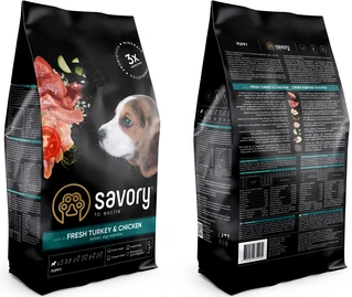 Сухий корм для цуценят Savory зі свіжим м'ясом індички та курки 1 кг