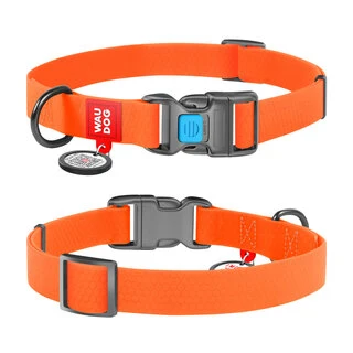 Ошейник для собак водостойкий WAUDOG Waterproof c QR-паспортом, пластиковая пряжка-фастекс, Ш 25 мм, Дл 35-58 см, оранжевый