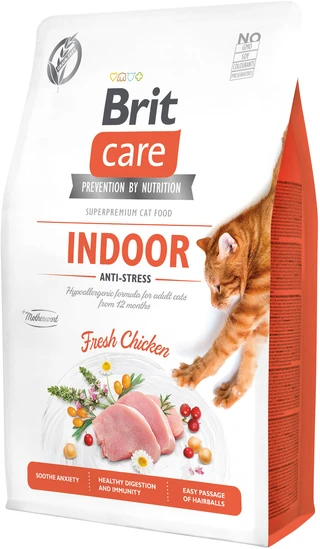 Сухой корм для кошек живущих в помещении и склонным к стрессам Brit Care Cat GF Indoor Anti-stress 2 кг