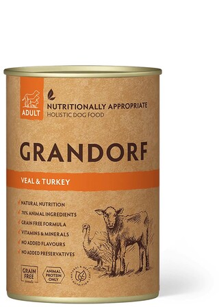 Влажный корм для взрослых собак Grandorf Dog - Veal &amp;amp; Turkey - Adult, с телятиной и индейкой, 400 г (5407007852178)