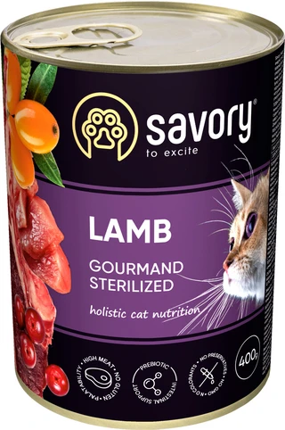 Вологий корм Savory для стерилізованих котів з ягняти 400 г