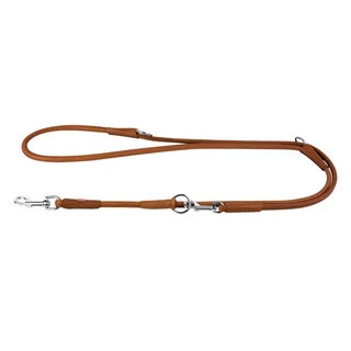 Поводок-перестежка для собак кожаный WAUDOG Soft, круглый, Д 6 мм, Дл 183см, коричневый
