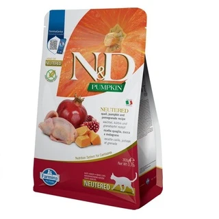 Фармина сухой корм для стерилизованных кошек N&amp;amp;D GRAIN FREE PUMPKIN QUAIL &amp;amp; POMEGRANATE NEUTERED ADULT с перепелом 300 г