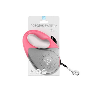Поводок-рулетка&nbsp;CoLLaR для собак, размер M, 25 кг, 5 м, лента, розовый